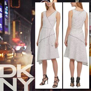 DKNY Sleeveless Asymmetrical Fringed Midi Dress  NEW WITH TAGS!